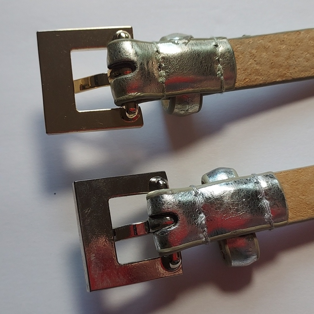 Metallic Belts Siver And Gold Set Of 2 skinny belts size L - Picture 4 of 8